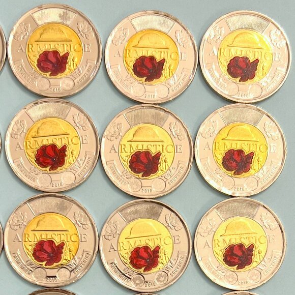 Canada 2018 Coloured 100th Anniversary Armistice 1918-2018 Roll of 25 x $2 Coins - Picture 6 of 16